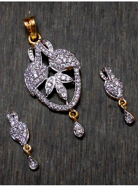 CZ Pendant With Earrings